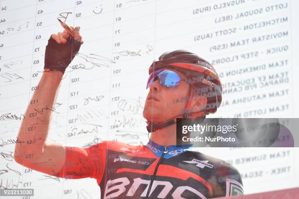 Brent Bookwalter from BMC Racing Team ahead of the second stage, 154km Yas Island Stage, from Yas Mall to Yas Beach. On Thursday, February 22 in Yas...