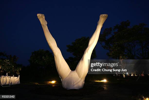 Statue is seen at the theme park 'Love Land' on October 24, 2009 in Jeju, South Korea. Love Land is an outdoor sex-themed sculpture park which opened...