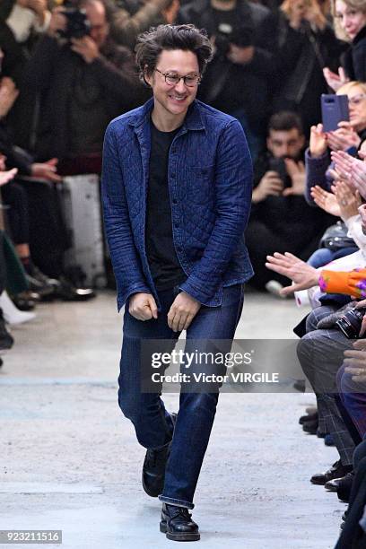 Fashion designer Arthur Arbesser walks the runway at the Arthur Arbesser Ready to Wear Fall/Winter 2018-2019 fashion show during Milan Fashion Week...