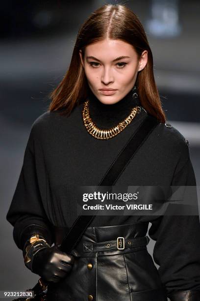 Model walks the runway at the Alberta Ferretti Ready to Wear Fall/Winter 2018-2019 fashion show during Milan Fashion Week Fall/Winter 2018/19 on...