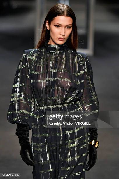 Bella Hadid walks the runway at the Alberta Ferretti Ready to Wear Fall/Winter 2018-2019 fashion show during Milan Fashion Week Fall/Winter 2018/19...
