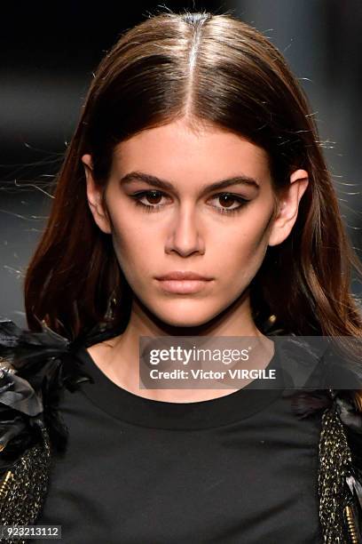 Kaia Gerber walks the runway at the Alberta Ferretti Ready to Wear Fall/Winter 2018-2019 fashion show during Milan Fashion Week Fall/Winter 2018/19...