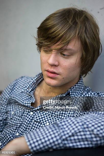 Singer Bjoern Dixgard of Swedish rock band Mando Diao poses backstage at the Arena Leipzig on October 24, 2009 in Leipzig, Germany.