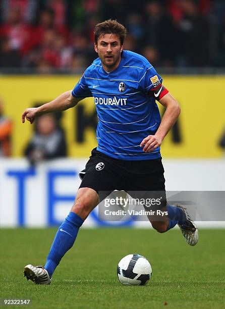 Heiko Butscher of Freiburg in action during the Bundesliga match between FSV Mainz 05 and SC Freiburg at Bruchweg Stadium on October 24, 2009 in...