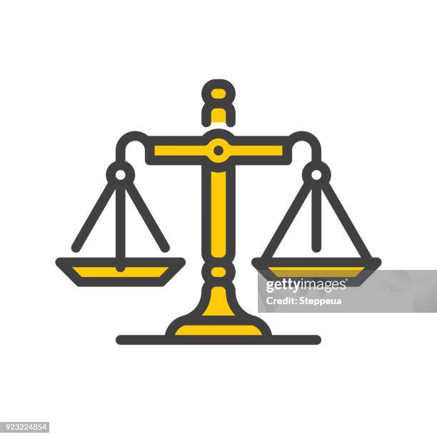 ilustrações de stock, clip art, desenhos animados e ícones de balance line icon - balança da justiça