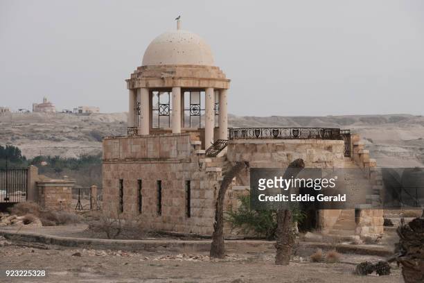 "the land of monasteries" area in qasr al-yahud baptismal site, jordan valley israel - qasr al yahud stock pictures, royalty-free photos & images