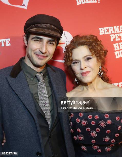 Zac Posen and Bernadette Peters pose at Bernadette Peters Opening Night celebration for "Hello Dolly" on Broadway at Sardis on February 22, 2018 in...
