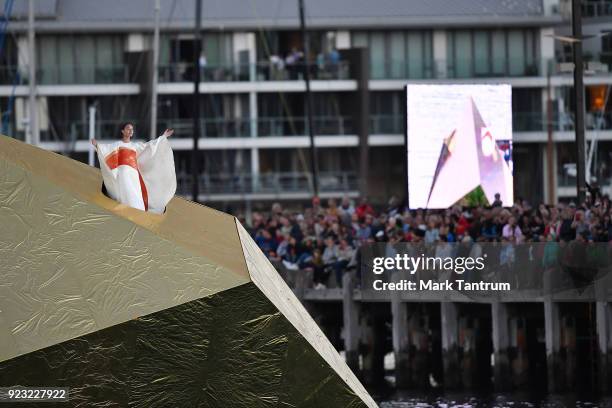 Finale performance during NZ Festival Opening Night - A Waka Odyssey on February 23, 2018 in Wellington, New Zealand.