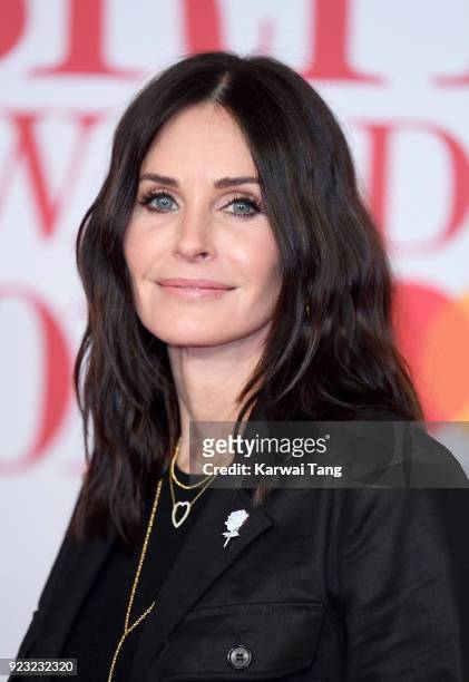 Courteney Cox attends The BRIT Awards 2018 held at The O2 Arena on February 21, 2018 in London, England.