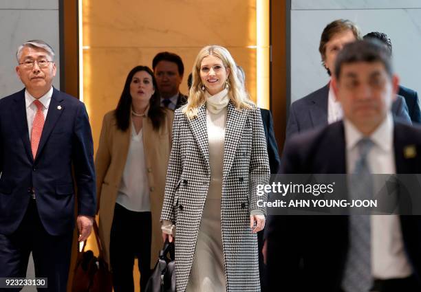 Ivanka Trump , advisor to and daughter of US President Donald Trump, arrives at Incheon International Airport in Incheon on February 23 to attend the...