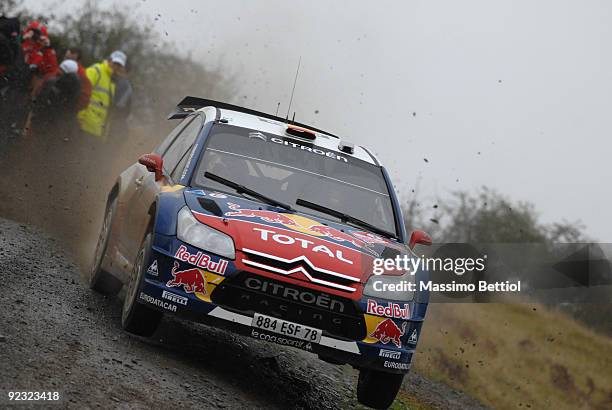 Daniel Sordo of Spain and Marc Marti of Spain compete in their Citroen C 4 Total during Leg 2 of the WRC Wales Rally GB on on October 24 2009 in...