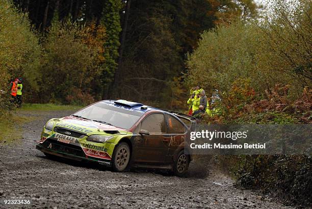 Jari Matti Latvala and Mikka Anttila of Finland compete in their BP Abu Dhabi Ford Focus during Leg 2 of the WRC Wales Rally GB on on October 24 2009...