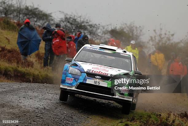 Matthew Wilson and Scott Martin of Great Britain comperte in their VK Stobart Ford Focus during Leg 2 of the WRC Wales Rally Gb on on October 24 2009...