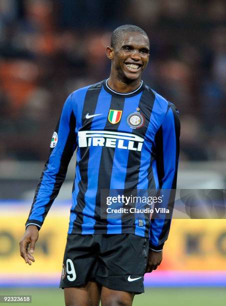 Samuel Eto'o of FC Internazionale Milano during the Serie A match between Inter Milan and Catania Calcio at Stadio Giuseppe Meazza on October 24,...