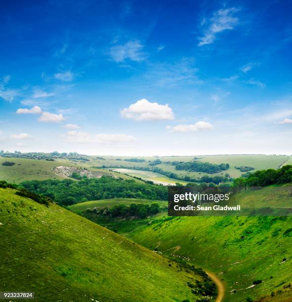 valley landscape - south downs imagens e fotografias de stock