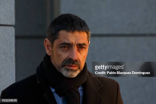 Former Chief of Catalan Police Mossos d'Esquadra Josep Lluis Trapero arrives at Spain's National High Court on February 23, 2018 in Madrid, Spain....
