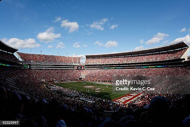 General view of Bryant-Denny Stadium during the game between the Alabama Crimson Tide and the Tennessee Volunteers at on October 24, 2009 in...