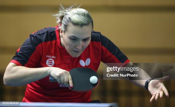 Kelly SIBLEY of England during 2018 International Table Tennis Federation World Cup match between Kelly SIBLEY of England against Was Yam Minnie of...