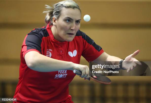 Kelly SIBLEY of England during 2018 International Table Tennis Federation World Cup match between Kelly SIBLEY of England against Was Yam Minnie of...