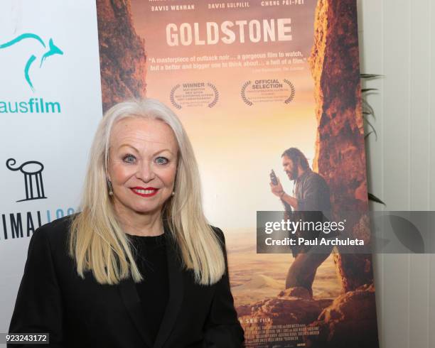 Actress Jacki Weaver attends the premiere of "Goldstone" at Raleigh Studios on February 22, 2018 in Los Angeles, California.