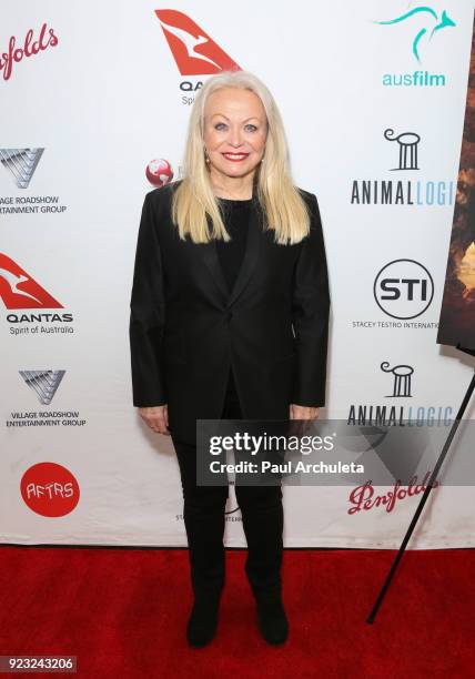 Actress Jacki Weaver attends the premiere of "Goldstone" at Raleigh Studios on February 22, 2018 in Los Angeles, California.