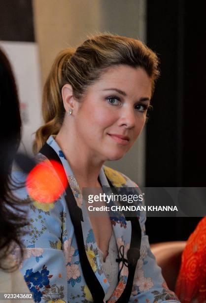 Sophie Gregoire Trudeau, the wife of Canadian Prime Minister Justin Trudeau, looks on at a panel discussion on the theme "Women Economic Empowerment...