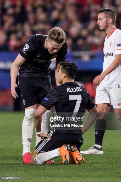 And SCOTT MCTOMINAY laments after missing a chance at goal during the UEFA Champions League Round of 16 First Leg match between Sevilla FC and...