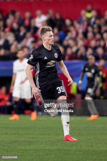 Of Manchester in action during the UEFA Champions League Round of 16 First Leg match between Sevilla FC and Manchester United at Estadio Ramon...