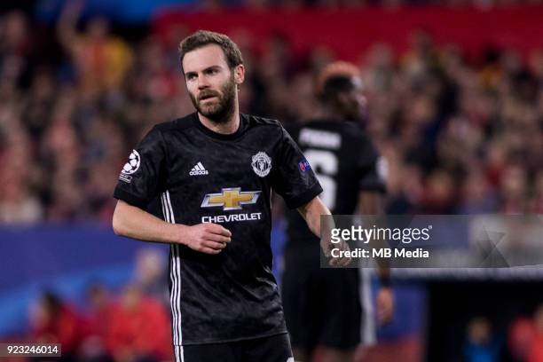 Of Manchester in action during the UEFA Champions League Round of 16 First Leg match between Sevilla FC and Manchester United at Estadio Ramon...
