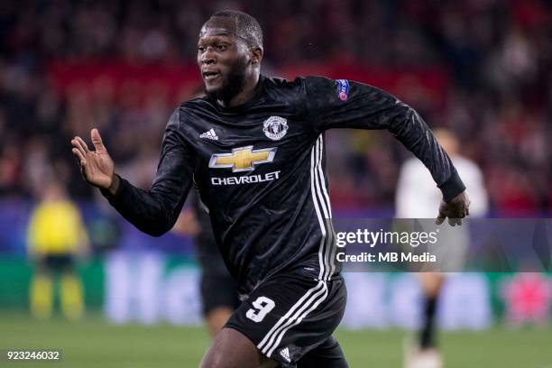 Of Manchester in action during the UEFA Champions League Round of 16 First Leg match between Sevilla FC and Manchester United at Estadio Ramon...