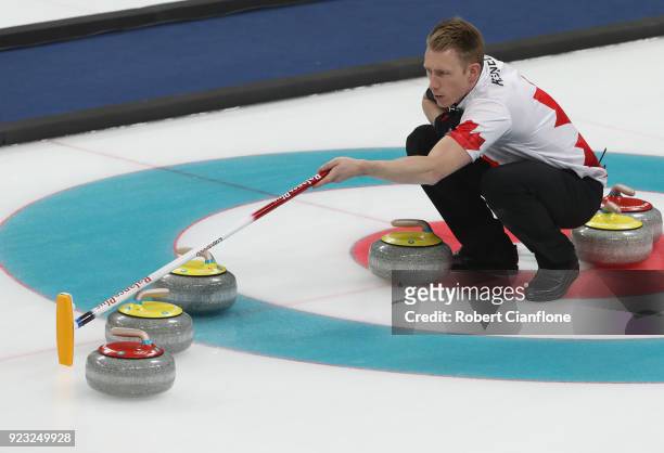 Marc Kennedy of Canada looks on during the Bronze Medal match between Canada and Switzerland on day fourteen of the PyeongChang 2018 Winter Olympic...