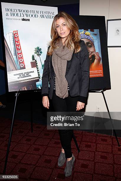 Actress Sonya Walger attends Hollywood Film Festival's Ending Violence Against Women In Congo Symposium at ArcLight Cinemas on October 24, 2009 in...