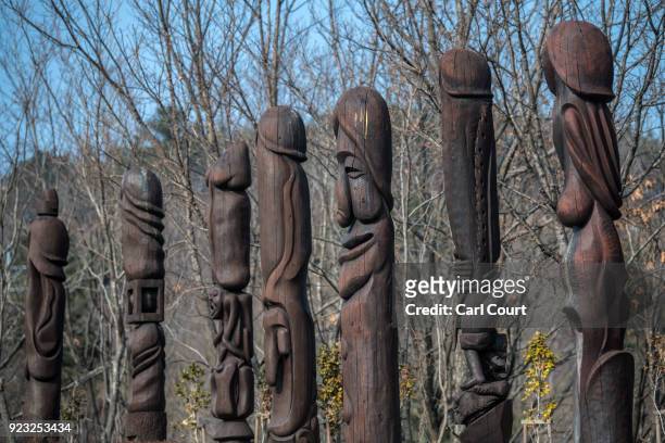 Phallic statues are displayed in Haesindang Park, informally known as 'Penis Park', on February 23, 2018 in Samcheok, South Korea. Although a number...