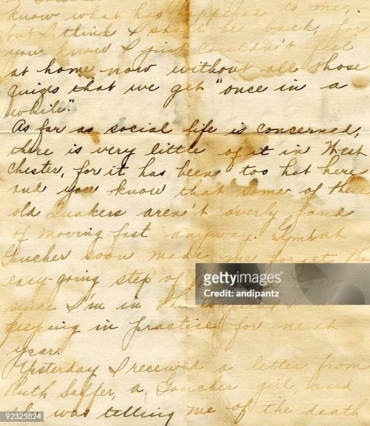 hand written water damaged vintage letter - writing stock pictures, royalty-free photos & images