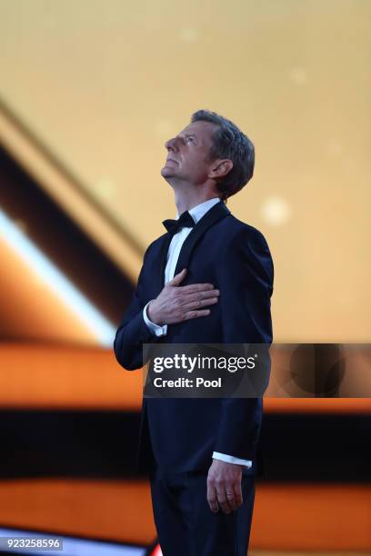 Michael Kessler appears on stage during the Goldene Kamera awards at Messehallen on February 22, 2018 at the Messe Hamburg in Hamburg, Germany.