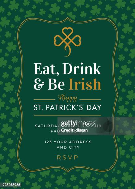 st. patricks day party einladung vorlage - keltischer stil stock-grafiken, -clipart, -cartoons und -symbole