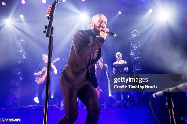 Sam Harris of X Ambassadors performs at The Belasco Theater on February 22, 2018 in Los Angeles, California.