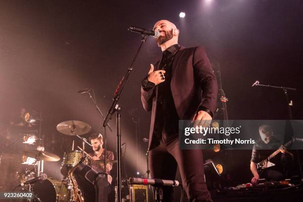 Adam Levin and Sam Harris of X Ambassadors perform at The Belasco Theater on February 22, 2018 in Los Angeles, California.