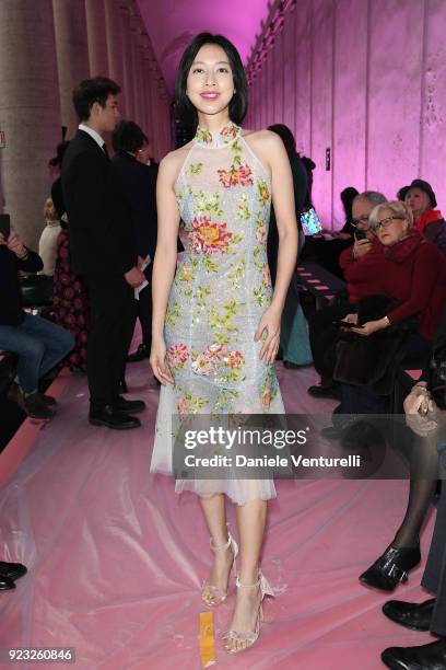 Li Zhang attends the Blumarine show during Milan Fashion Week Fall/Winter 2018/19 on February 23, 2018 in Milan, Italy.