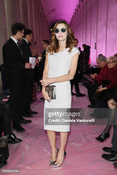 Eliana Miglio attends the Blumarine show during Milan Fashion Week Fall/Winter 2018/19 on February 23, 2018 in Milan, Italy.