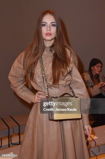 Xenia Tchoumitcheva attends the Tod's show during Milan Fashion Week Fall/Winter 2018/19 on February 23, 2018 in Milan, Italy.