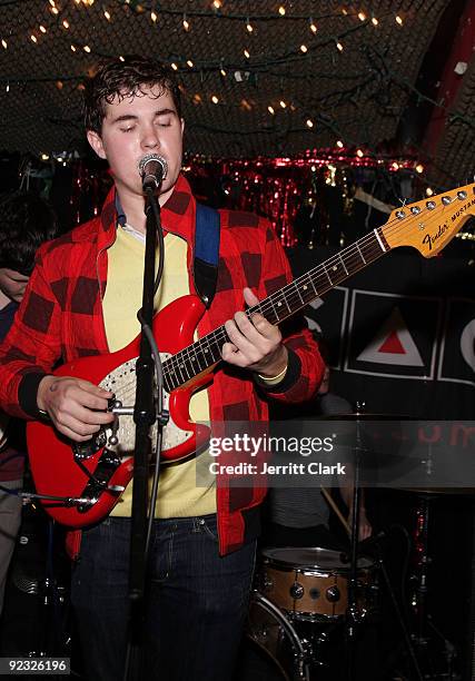 John Paul Pitts of Surfer Blood performs during SESAC's 2009 CMJ Showcase at Cake Shop on October 23, 2009 in New York City.
