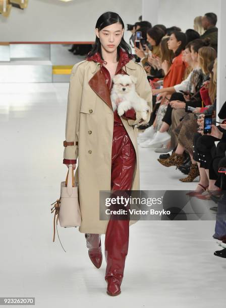 Model walks the runway at the Tod's show during Milan Fashion Week Fall/Winter 2018/19 on February 23, 2018 in Milan, Italy.