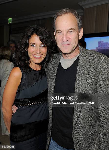 Actress Lisa Edelstein and producer Marshall Herskovitz attend the Monte Carlo Television Festival cocktail party held at the Beverly Hills Hotel on...