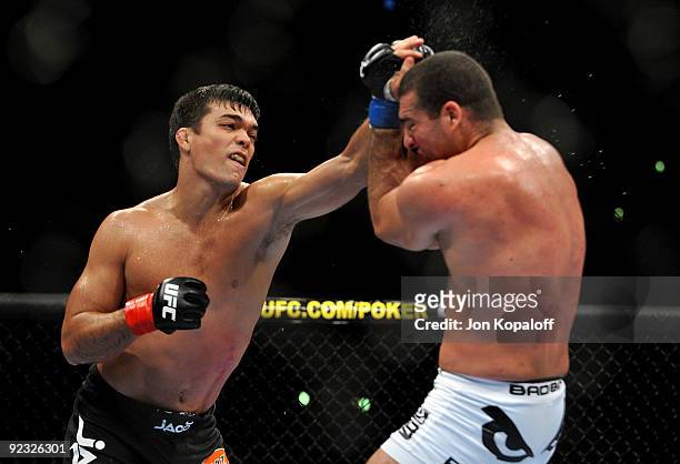 Light Heavyweight Champion Lyoto Machida battles with UFC Light Heavyweight challenger Mauricio Rua during their title fight at UFC 104 at Staples...