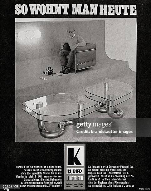 Cover of the supplement to the austrian daily newspaper Kurier 1968. " So wohnt man heute" . Appartment of photographer Christian Skrein. Austria....