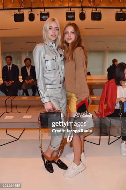 Pyper America and Beatrice Vendramin attend the Tod's show during Milan Fashion Week Fall/Winter 2018/19 on February 23, 2018 in Milan, Italy.