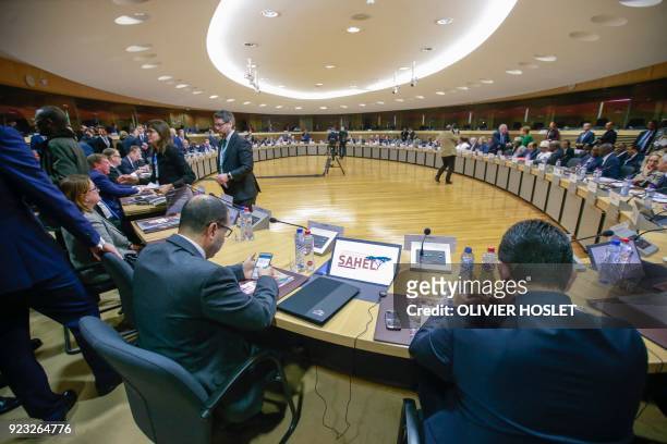 Heads of states and representatives of European and African countries attend a High Level Conference on the Sahel at the European Commission in...