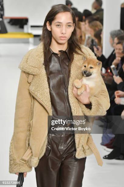 Yasmin Wijnaldum walks the runway at the Tod's show during Milan Fashion Week Fall/Winter 2018/19 on February 23, 2018 in Milan, Italy.