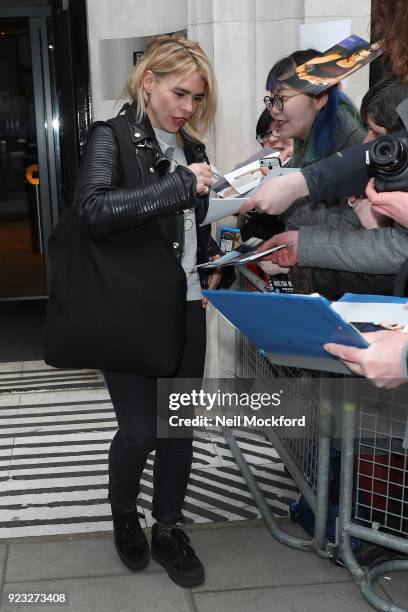 Billie Piper seen leaving BBC Radio 2 on February 23, 2018 in London, England.